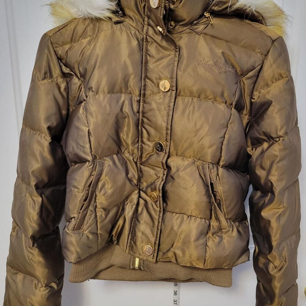 AUTHENTIC VINTAGE Y2K BABY PHAT METALLIC GOLD DOWN PUFFER JACKET